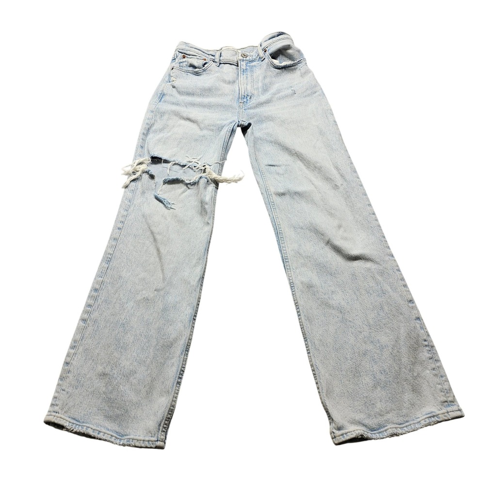 Abercrombie & Fitch 90s Relaxed Jean Womens 25 0s Light Wash Distressed HighRise